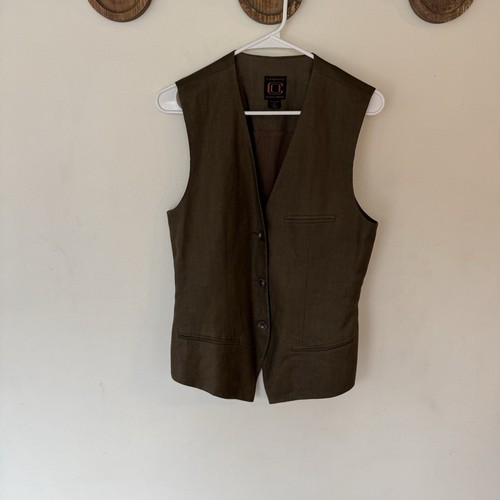 Vintage Ellen Tracy 100% Linen Button Up Vest Size 8
