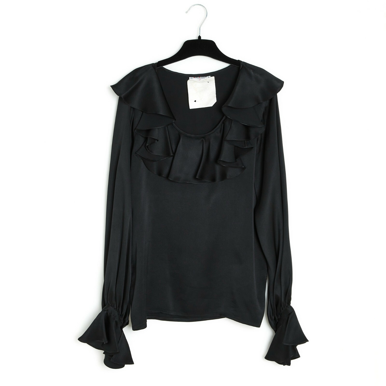Yves Saint Laurent Rive Gauche YSL 1985s Top FR38 Black silk Gipsy Blo US8