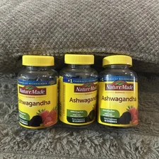 3 x Nature Made Vegan Gluten Free Ashwagandha Gummies Stress Relief  mar/2027