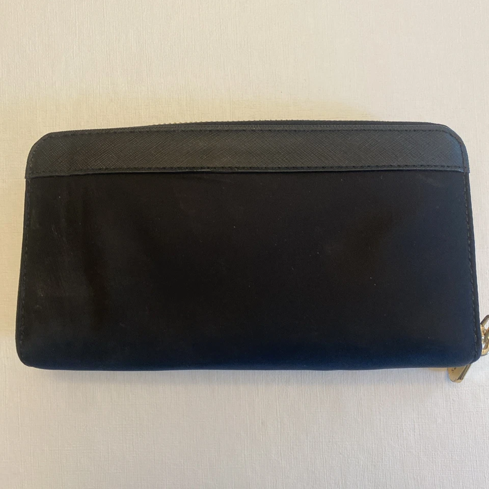 Michael Kors Black Nylon Zip with Gold Zipper Around Full Size Wallet  - Image 3 of 4