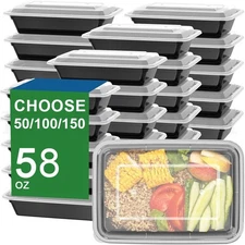 58oz Meal Prep Containers Reusable with Easy Open Lids Bulk - Choose Your Amount