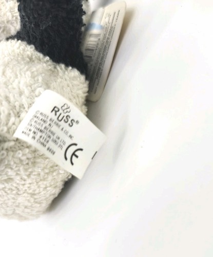RUSS Home Buddies Peluche Oso Panda Negro Blanco Terrycloth Bean Bag Lovey Doll 5” - Imagen 7 de 9