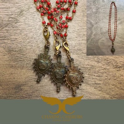 Virgin Saints & Angels VSA Inspired Necklace Roja Milagros Sacred Heart Jewelry
