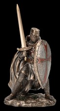 Crusader Figurine - Templar with Shield - Veronese Medieval Statue H 19.5cm  