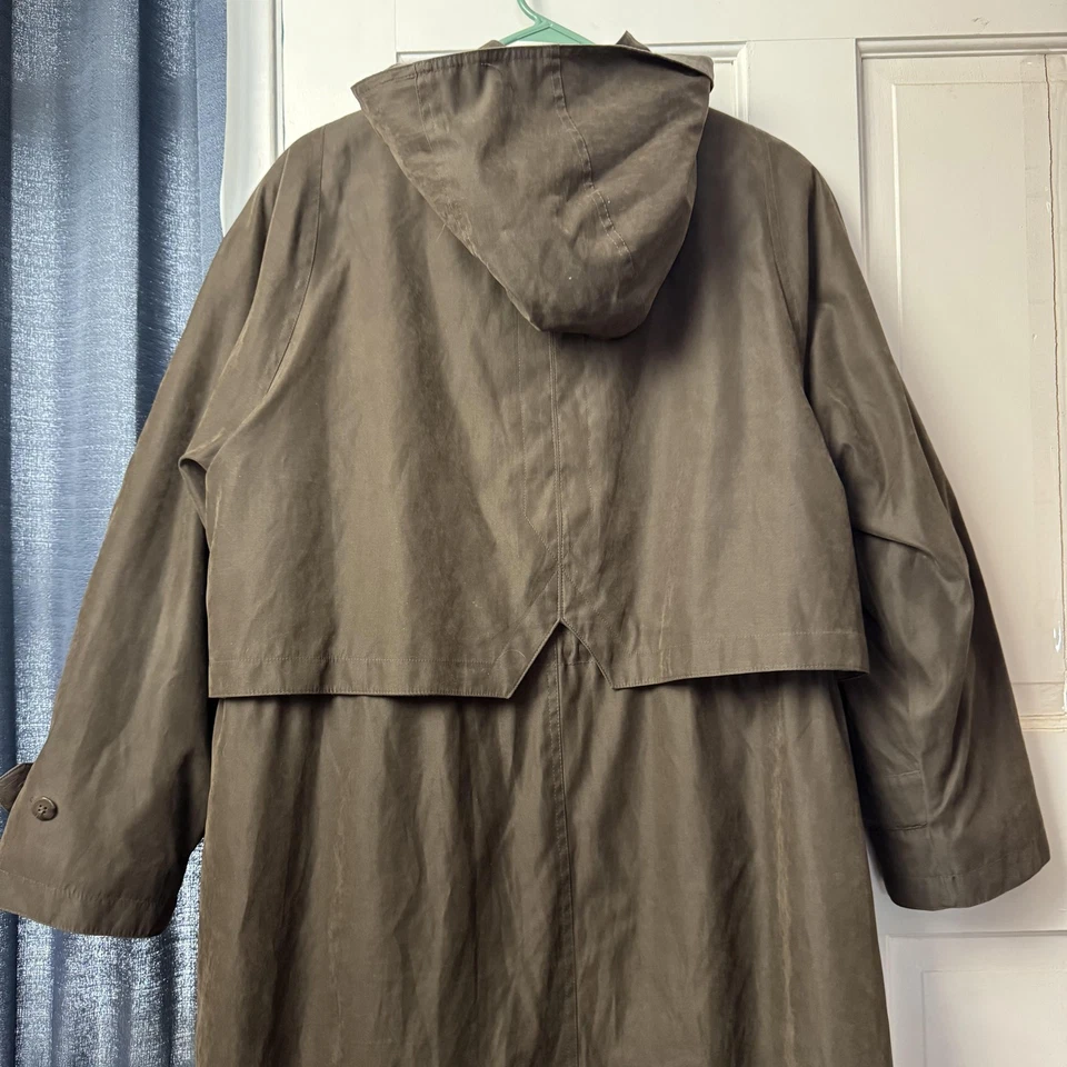 Fleet Street Trench Coat Womens 18 Brown Hooded Maxi Rain Duster Jacket Western - Image 4 of 4
