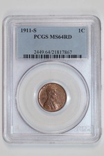 1955 D Lincoln Wheat Penny Cent NGC Grade MS 66 RD Red Old Label