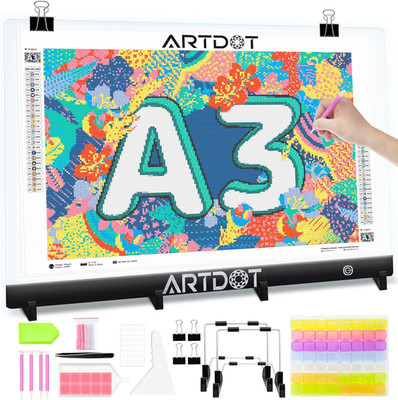 ARTDOT Leuchttisch A3 Als 5D Diamond Painting Zubehör, Einstellbare Helligkeit D