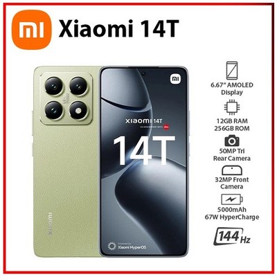 (New) Xiaomi 14T 5G 12GB+256GB GREEN Dual SIM Unlocked Android Mobile Phone