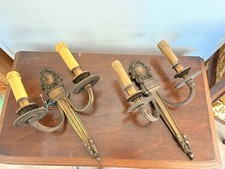 Ancien Paire Applique Bronze Doré Empire Louis XVI Feuille Acanthe