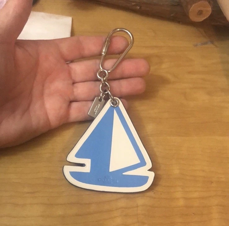 COACH Cuero de becerro Velero Llavero Llavero Dije Bolso Monedero FOB Ocean Sunset Foto 2 de 4