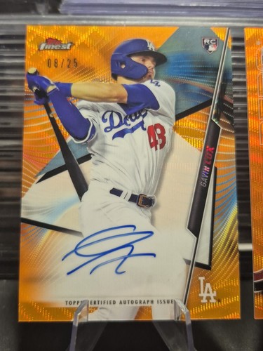 2 Card Gavin Lux Rookie Chrome Lot OnCard Auto+Orange Wave /25 Reds/Dodgers LšK - Picture 2 of 21