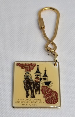 Vintage 1987 Churchill Downs KIRK Bays Ent Gold Tone Keychain Souvenir