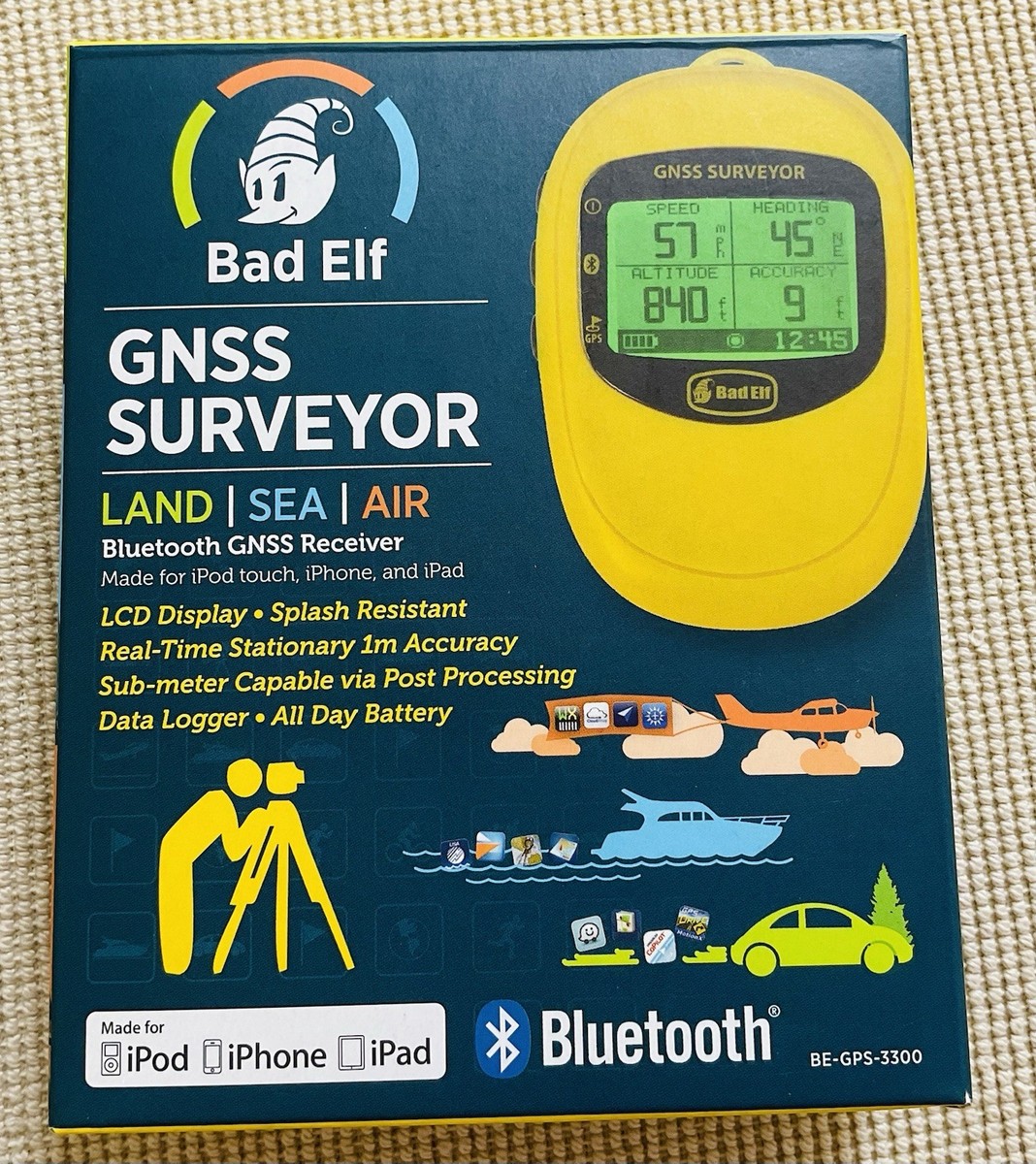 Bad Elf GNSS Surveyor BE-GPS 3300 GPS Receiver - LCD Display