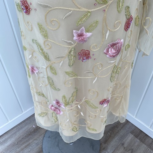 Libra Pale Gold Embellished Dress & Matching Bolero Mother Of The Bride Size 10 - Picture 17 of 24