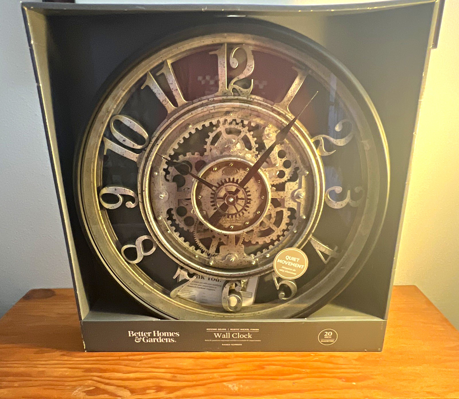 Better Homes & Gardens 20" Moving Gear Wall Clock Quiet Quartz Metal Industrial