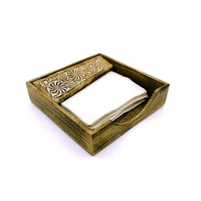 Wooden Napkin Holder - Antique 7 x 7 Inch Carving for Kitchen and Dining Eleg...