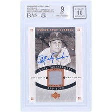 Carl Yastrzemski 2005 UD Sweet Spot Classic Game Used Jersey BGS 9 Auto 10 Relic