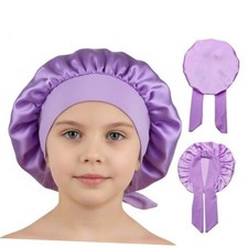 Kids Bonnets for Girls Curly Hair Bonnet for Kids Satin Sleep Caps for Purple