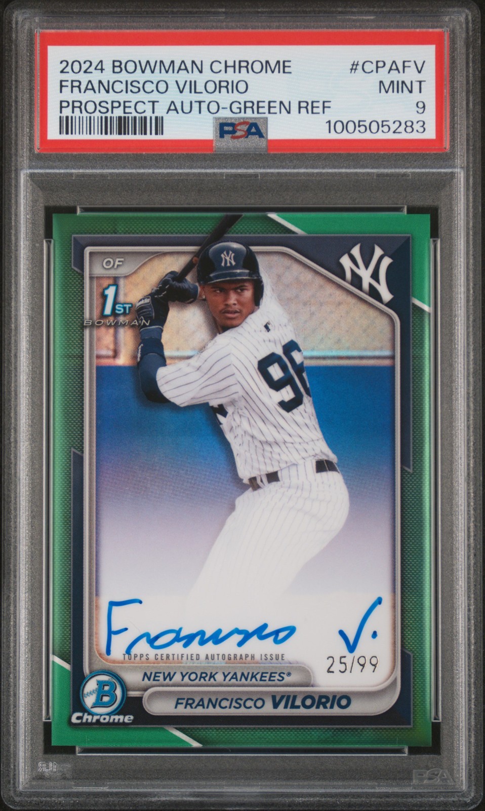 2024 BOWMAN CHROME PRSPCT AUTOS GREEN REFRACTOR FRANCISCO VILORIO 25/99 PSA 9