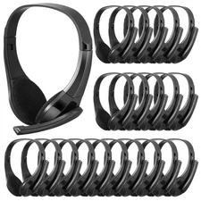 20 Pack Classroom Headphones with Microphone Bulk 3.5mm Adjustable Jack On Ea...