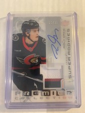 2023-24 upper deck premier super rookies patch auto Ridly Greig Ottawa SP 31/99