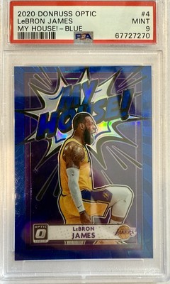 🔥2020-21 PANINI DONRUSS OPTIC MY HOUSE! BLUE /85 LEBRON JAMES PSA