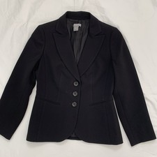 Ann Taylor Petites Women's Black Blazer Jacket 2P Notch Lapel Lined