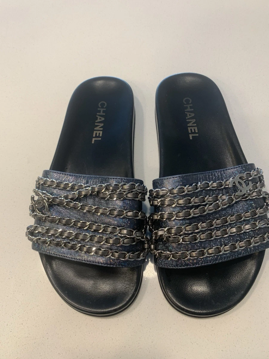最終値下げ！CHANEL ネイビー スエード ミュール 35C CHANEL Blue Sandals for Women for sale | eBay
