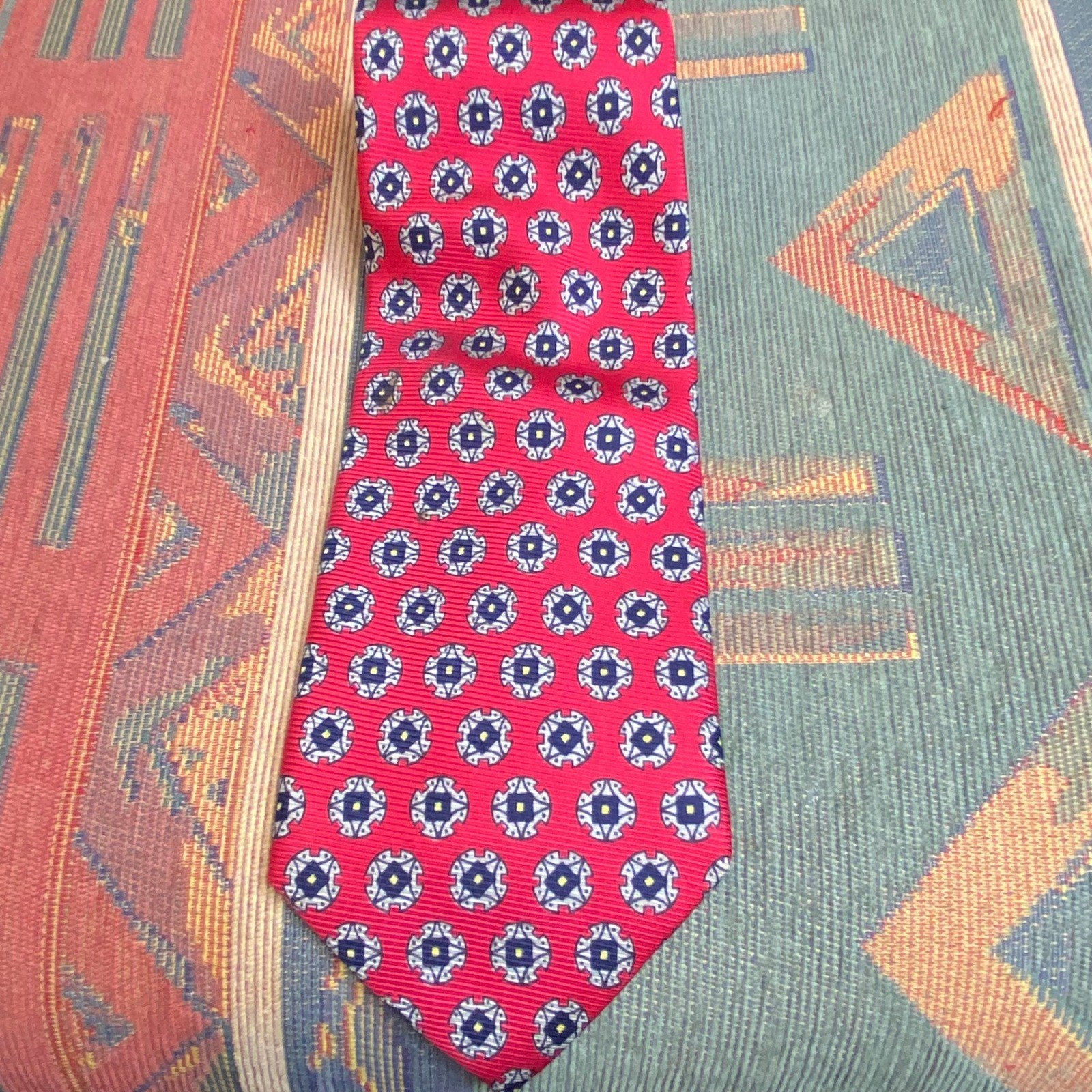 Robert Talbott Jacobson's Red Geometric Pattern S… - image 2