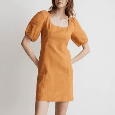Madewell Maisie Linen Mini Dress Ochre Fresco Orange size 4 | eBay