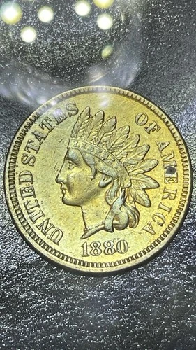 1880 Indian Head Penny About Uncirculated nice Penny