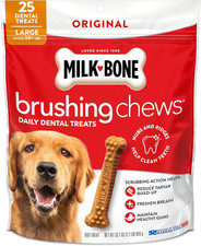 Brushing Chews Original Chicken Flavor Daily Dental Dog Treats, Large, 33.7 Oz.