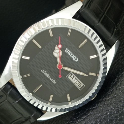 VINTAGE REFURBISHED SEIKO AUTOMATIC 6309A JAPAN MENS BLACK DIAL WATCH a443151-1