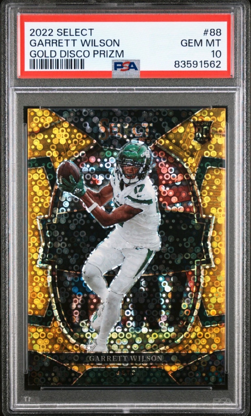 2022 Panini Select Garrett Wilson #88 Gold Disco Prizm /10 PSA 10 New York Jets