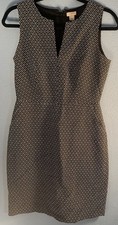 J.CREW Black White Polka Dot Sheath Dress Sleeveless V-Neck Zip Size 0