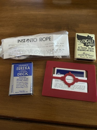 Magic Trick Lot: MAK Instanto Rope, Svengali Cards, Enardoe's Eureka Deck, Adams