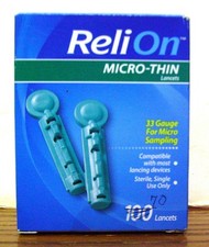 ReliOn Micro-Thin Lancets 33 Gauge For Micro Sampling 70 COUNT OPEN BOX