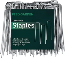 25-1000 Galvanized Landscape Staples 11 Gauge Garden Stakes Fabric SOD Yard Pins