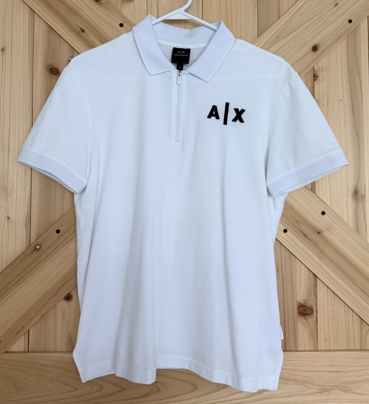 A | X Armani Exchange Polo Shirt - White - Sz M - Preowned