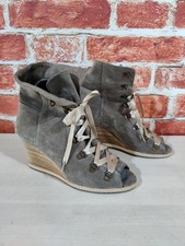 Taupe suede Faith high wedge lace up boots UK 6 shoes