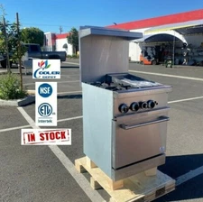 NEW Commercial 24" Oven Range 2 Burner + Char Broiler Gas LP Restaurant NSF