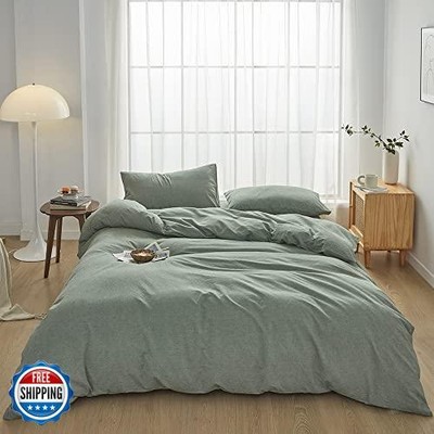 FACE TWO FACE Bedding Duvet Cover Set 3 Pieces 100% Washed Cotton Duvet Cover