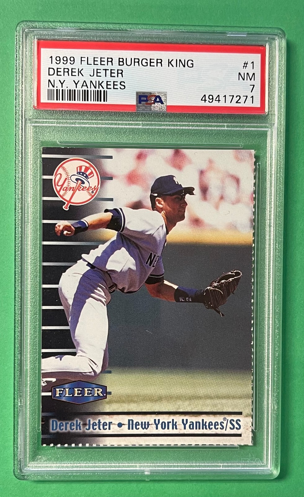 1999 FLEER BURGER KING DEREK JETER #1 PSA 7 NM YANKEES