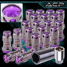 JDM VIP 20 Pieces Lug Nuts M12 X 1.25mm Thread Pitch Locking Key Gunmetal Purple