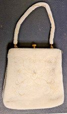 Beaded clutch handbag with a hidden beaded strap 5" x 5" vintage cocktail purse