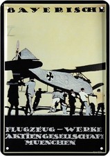 Blechpostkarte Bayerische Flugzeugwerke AG München Schild 10 cm x 14,5 cm *