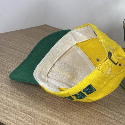 Vintage Nike BRASIL Brazil Soccer FUTBOL Hat Yellow Green White Stri Adj Mens - Picture 11 of 11