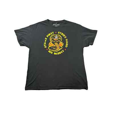 Cobra Kai Men's Graphic Tshirt First Strike Hard No Mercy Karate Kid Size XL
