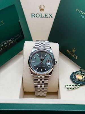 Rolex Datejust 36 NEW 2025 Mint Green Index Stainless Steel Smooth Jubilee
