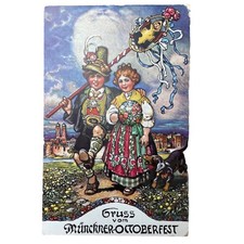 Ansichtskarte AK München Oktoberfest Dackel Hund Tracht Gelaufen 1919